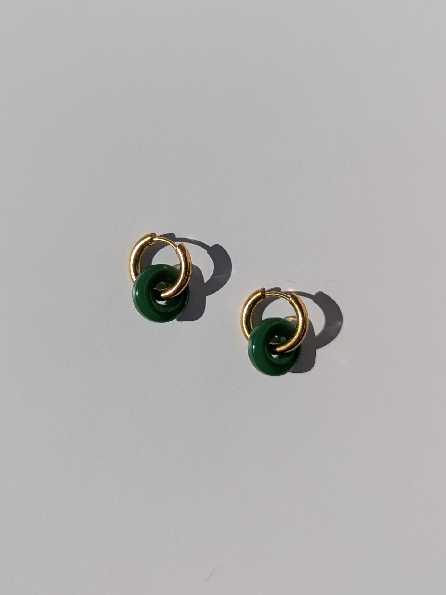 Faux Jade Donut Charm Pair