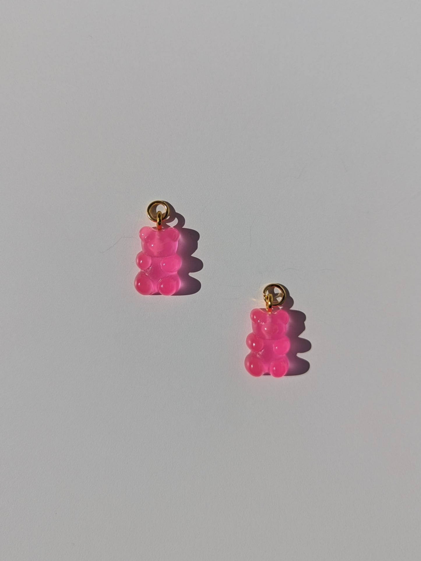 Single Yummy Gummy Bear Charm Pair - Hot Pink
