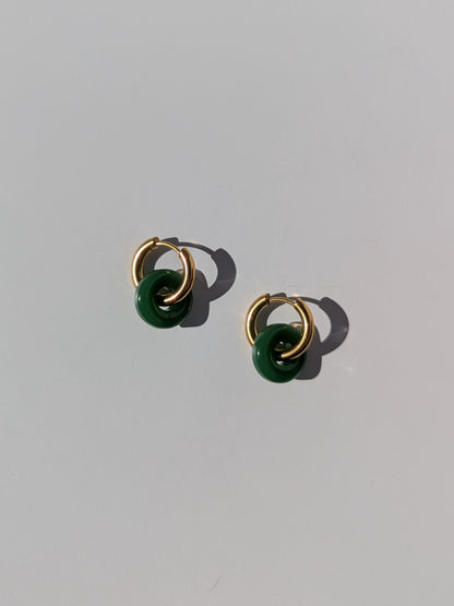 Faux Jade Donut Charm Pair