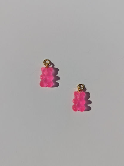 Single Yummy Gummy Bear Charm Pair - Hot Pink