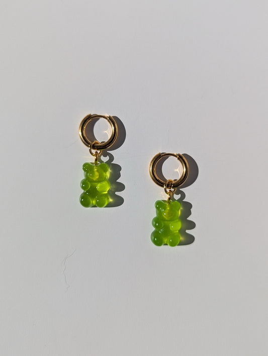Single Yummy Gummy Bear Charm Pair - Key Lime